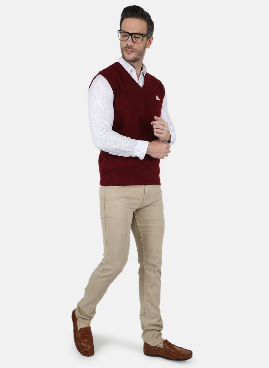 Men Maroon Solid Sweater