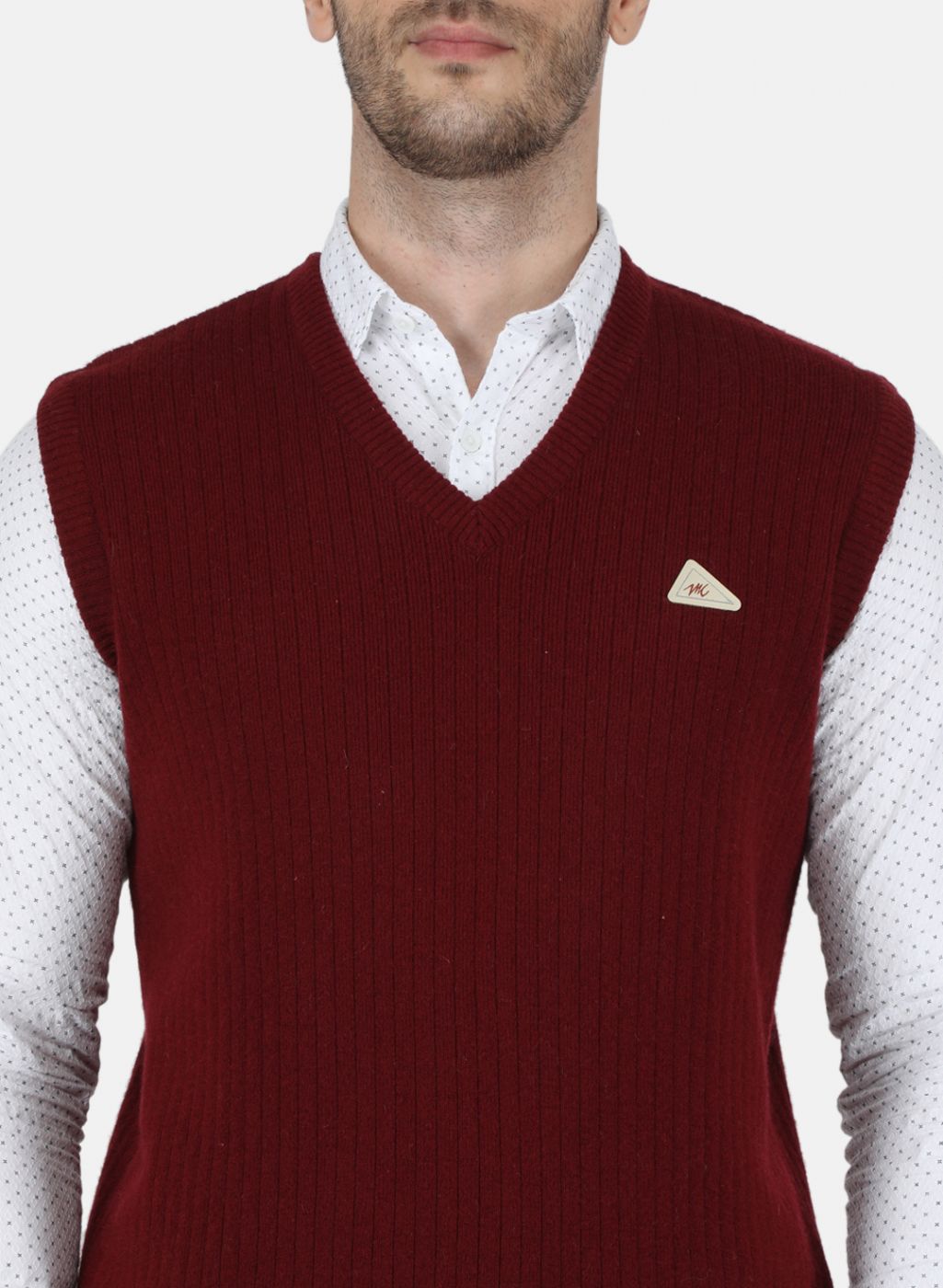 Men Maroon Solid Sweater