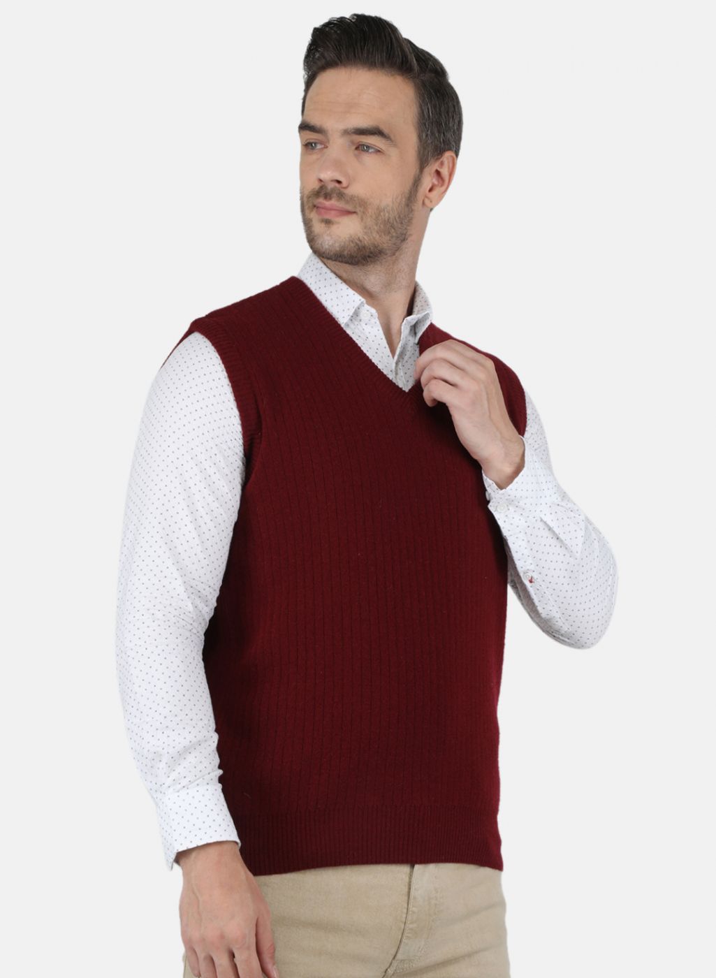 Men Maroon Solid Sweater