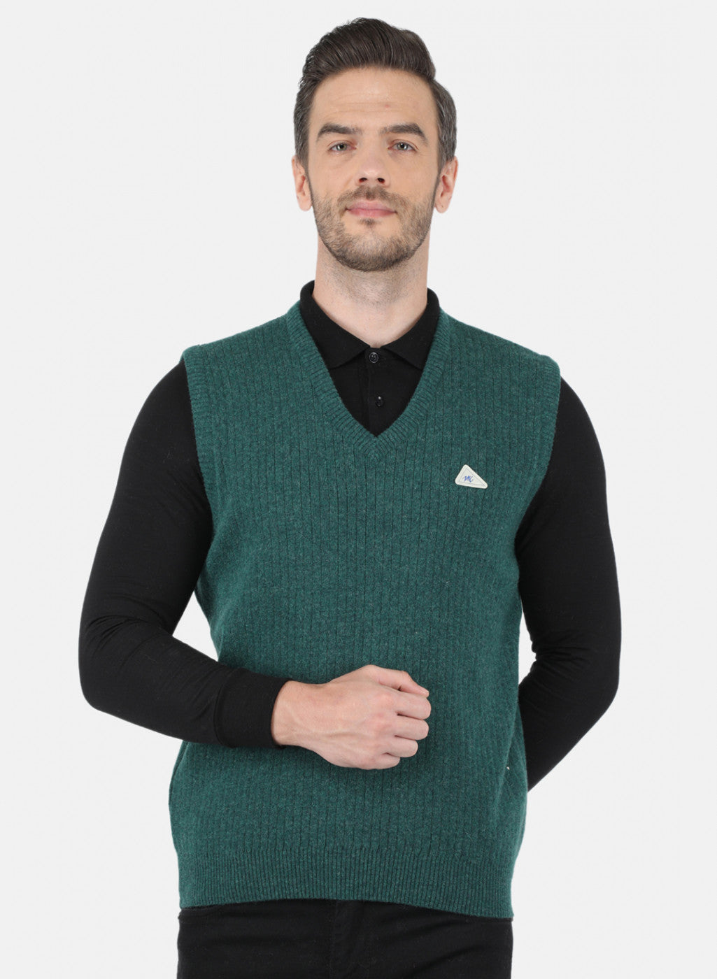 Men Green Solid Sweater