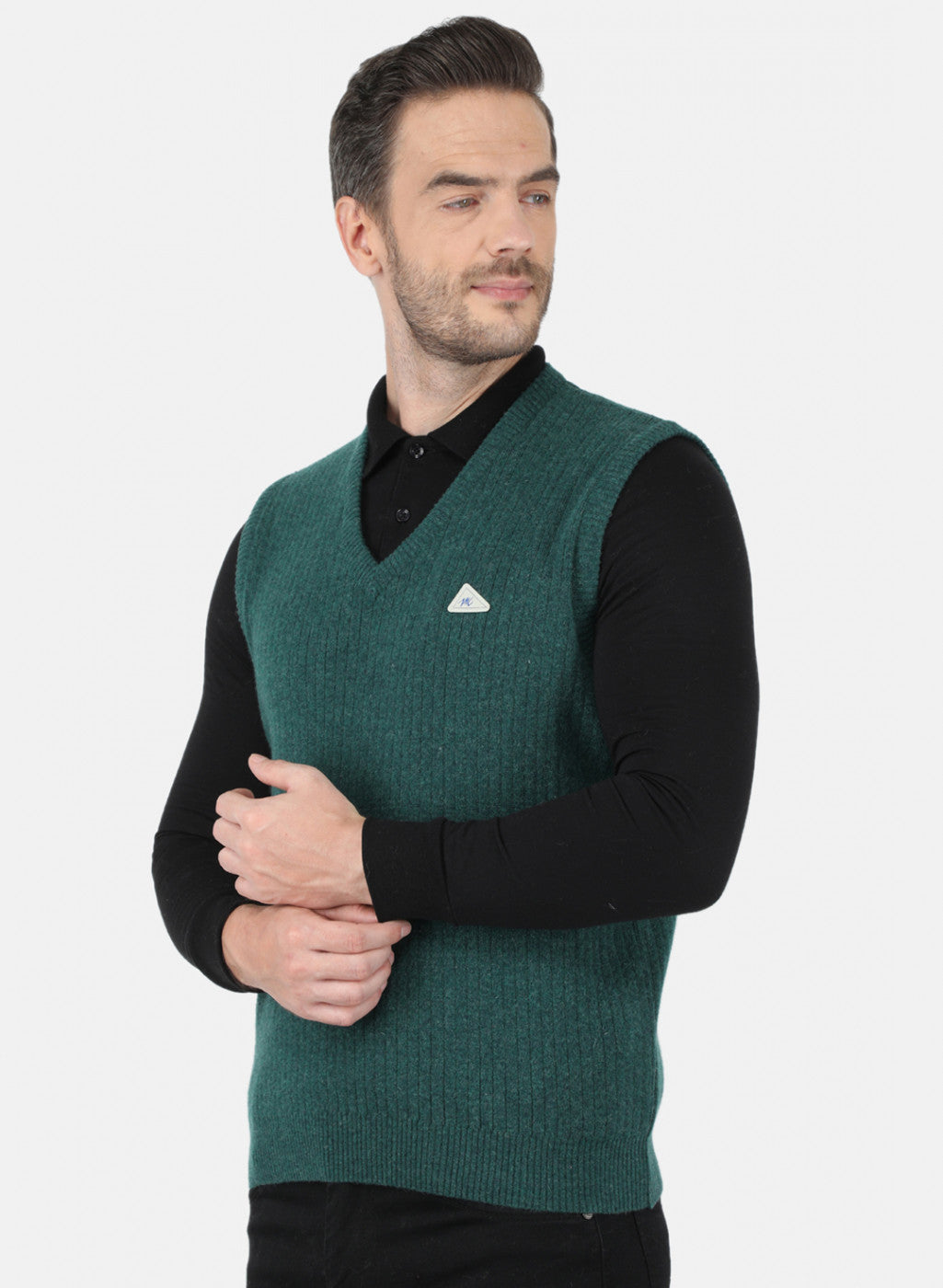 Men Green Solid Sweater