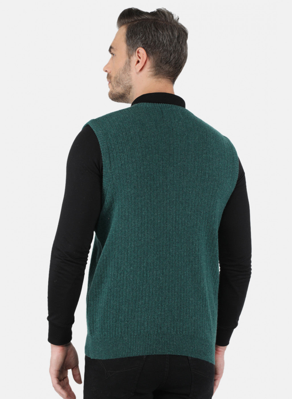 Men Green Solid Sweater