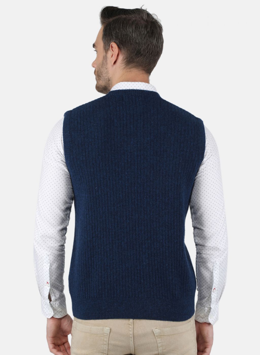 Men Blue Solid Sweater