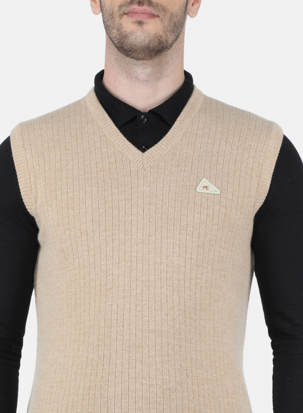 Men Beige Solid Sweater