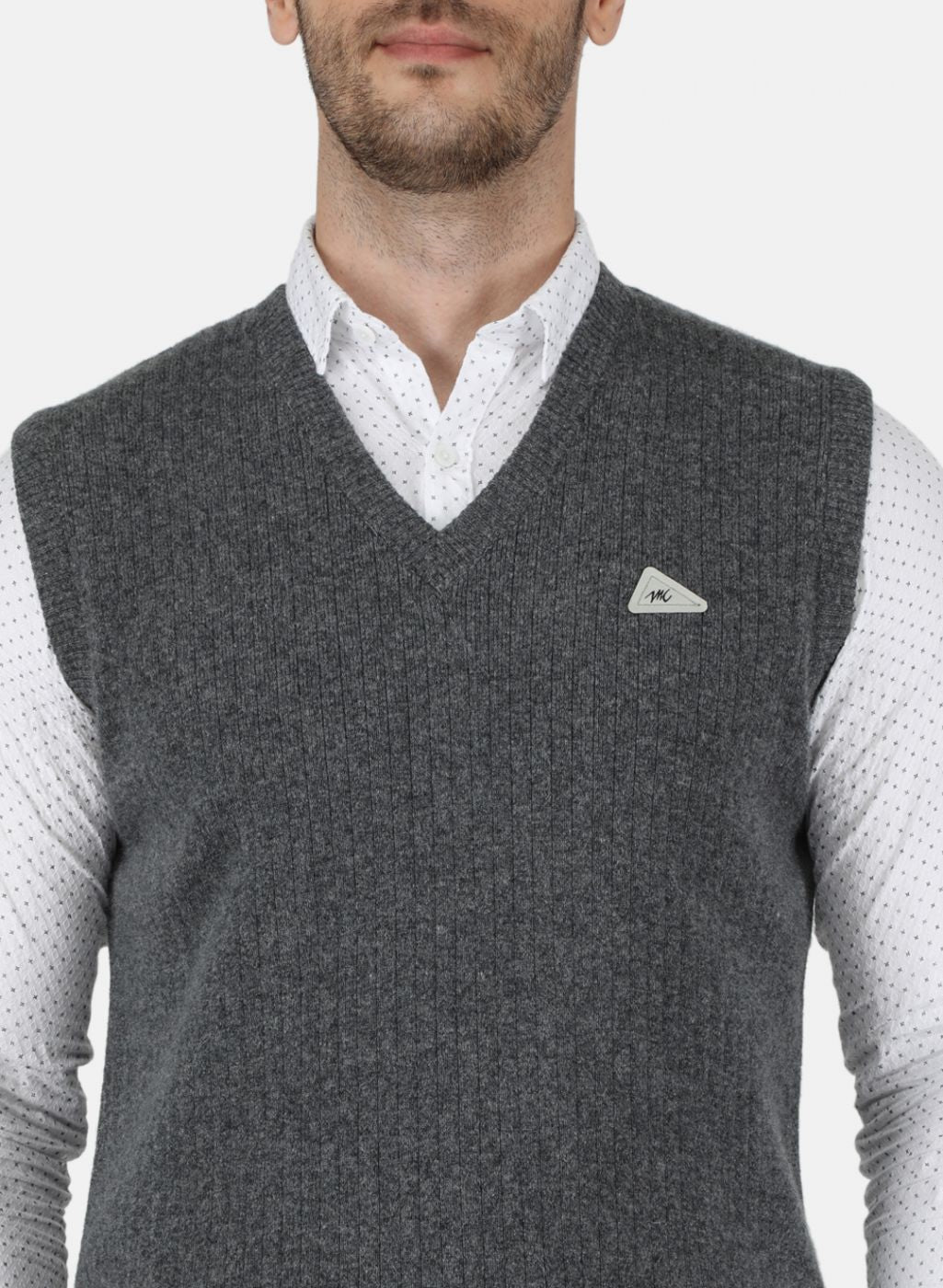 Men Grey Solid Sweater