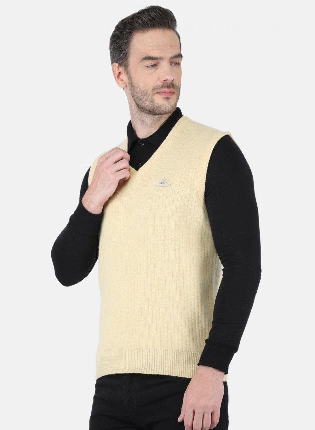 Men Light Yellow Solid Sweater