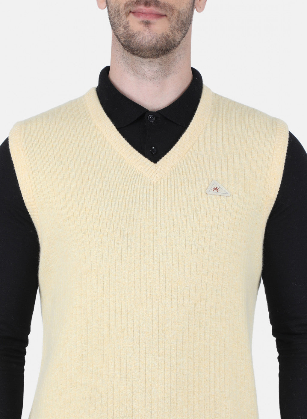 Men Light Yellow Solid Sweater