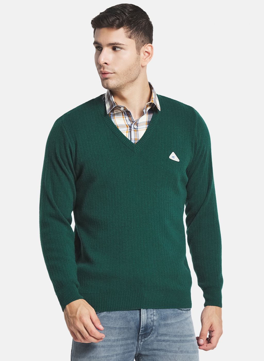 Men Green Solid Pullover