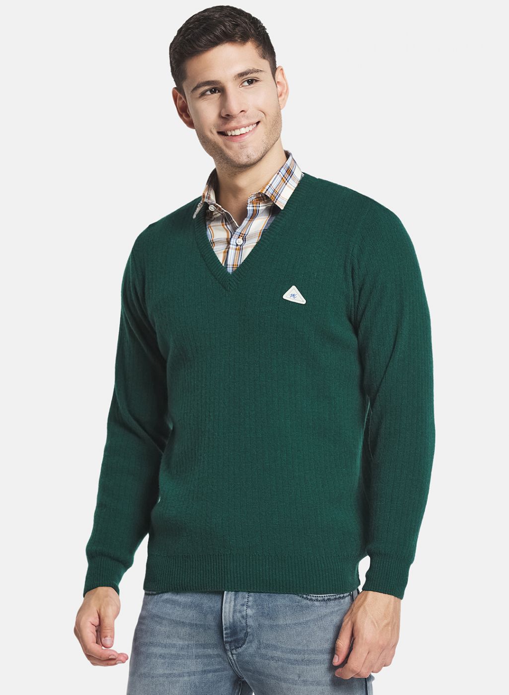 Men Green Solid Pullover