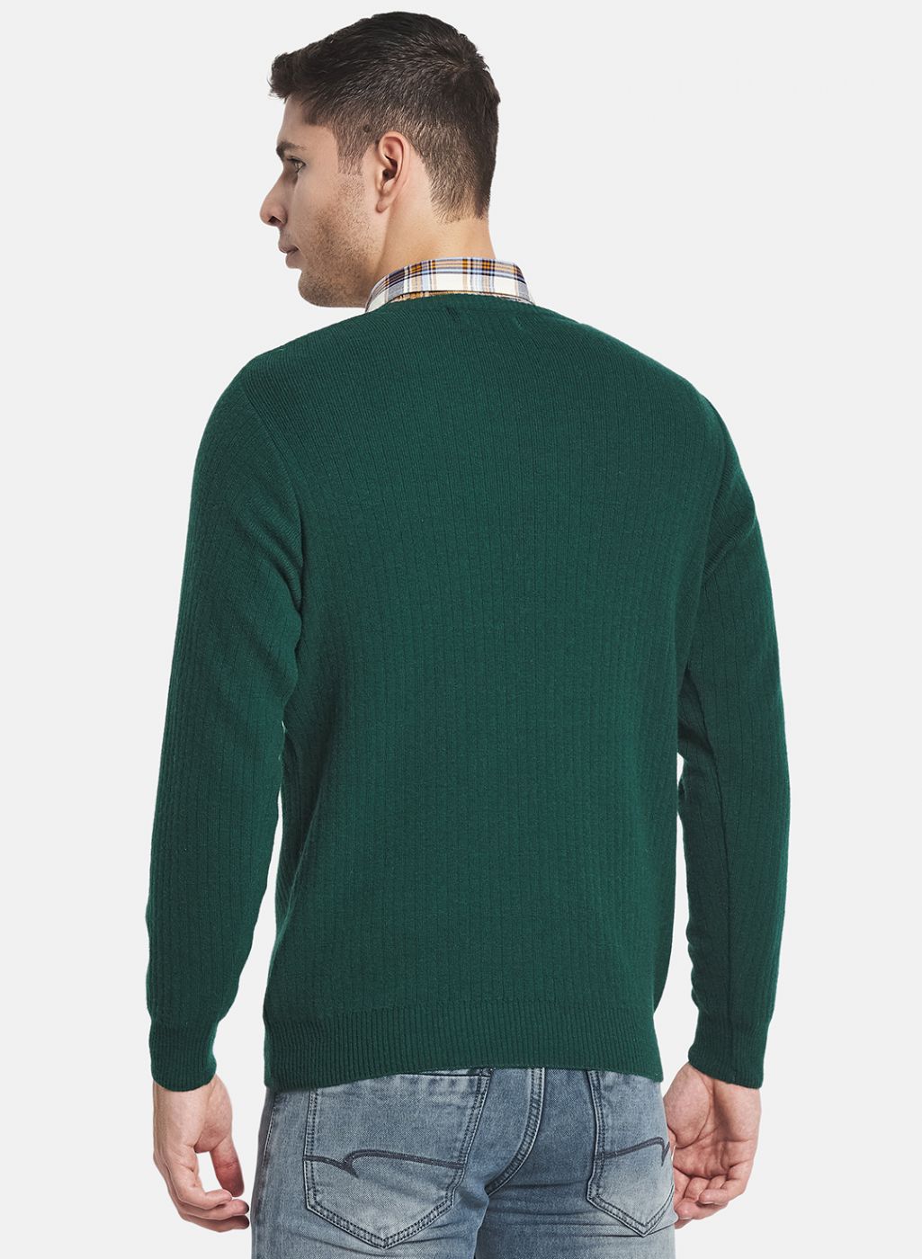 Men Green Solid Pullover