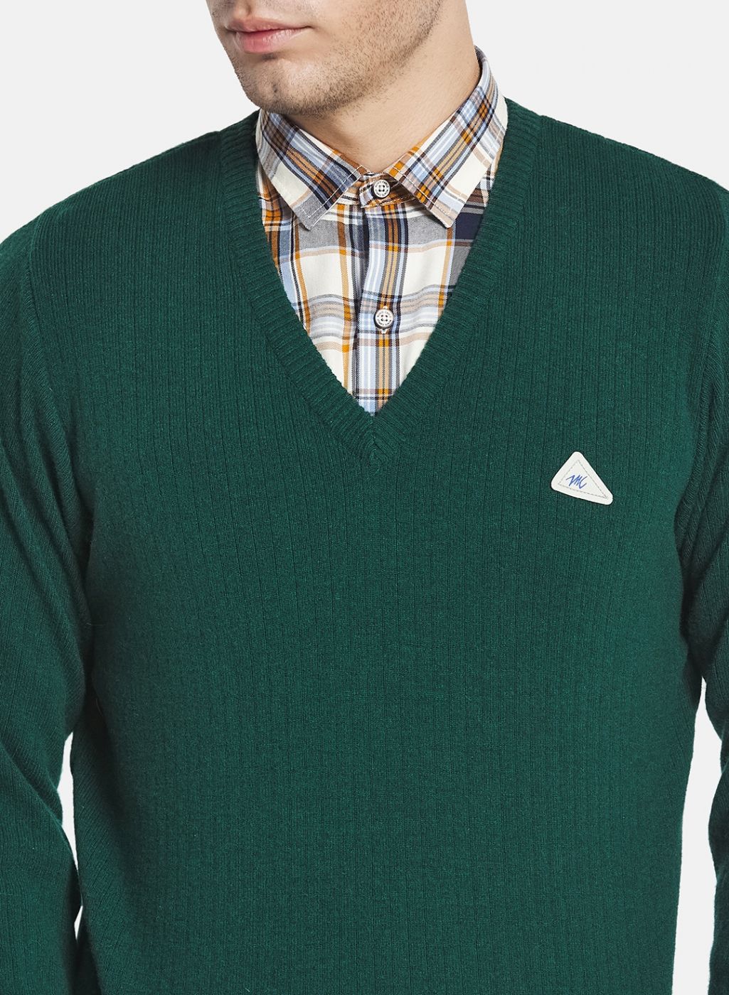 Men Green Solid Pullover