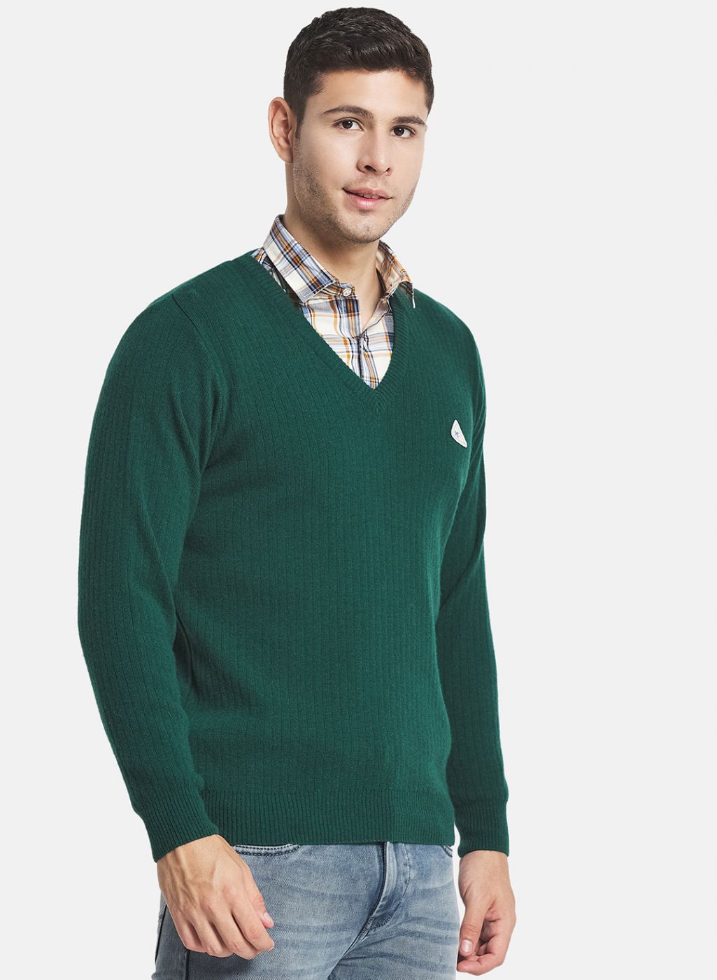 Men Green Solid Pullover