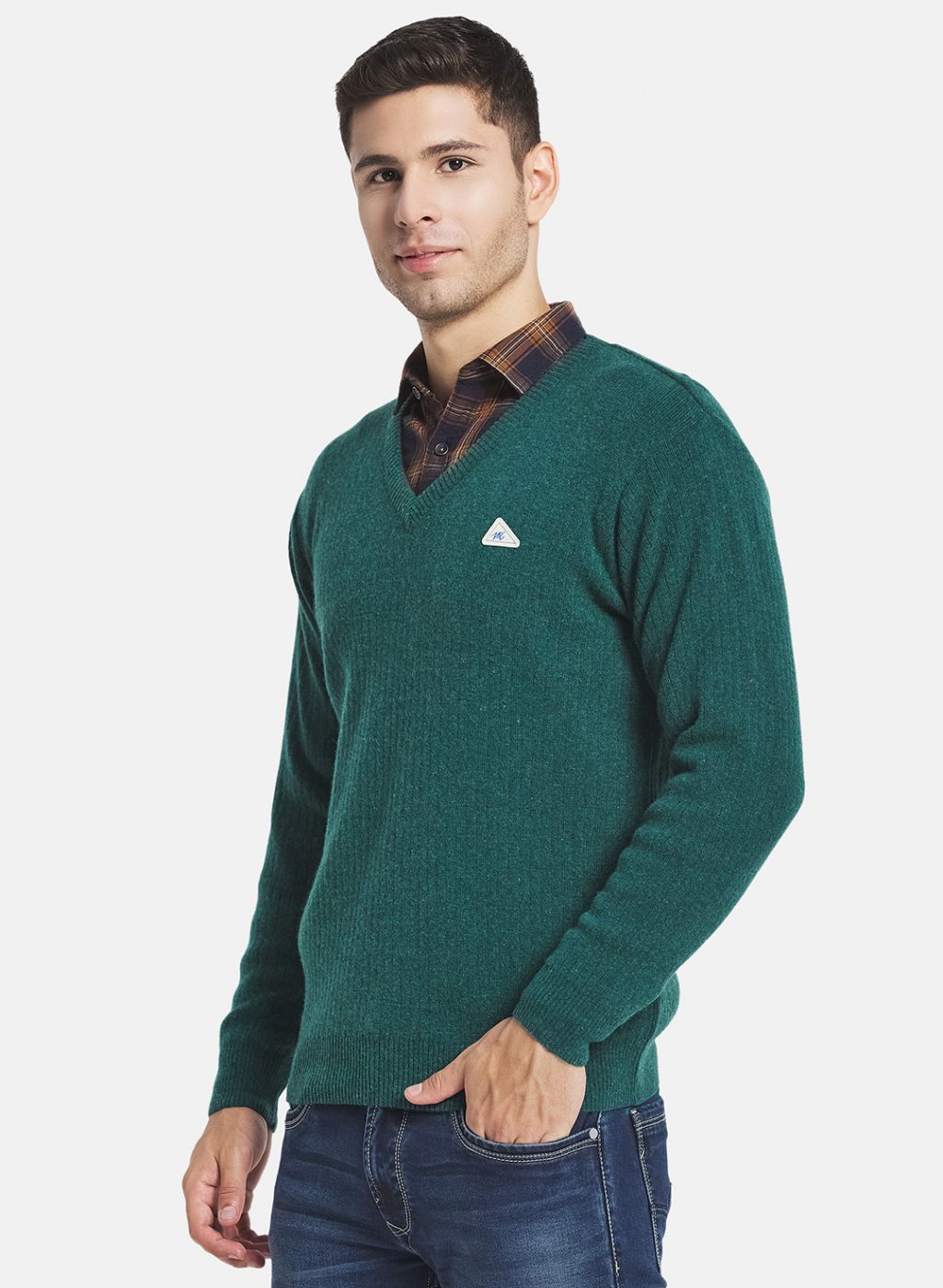 Men Green Solid Pullover