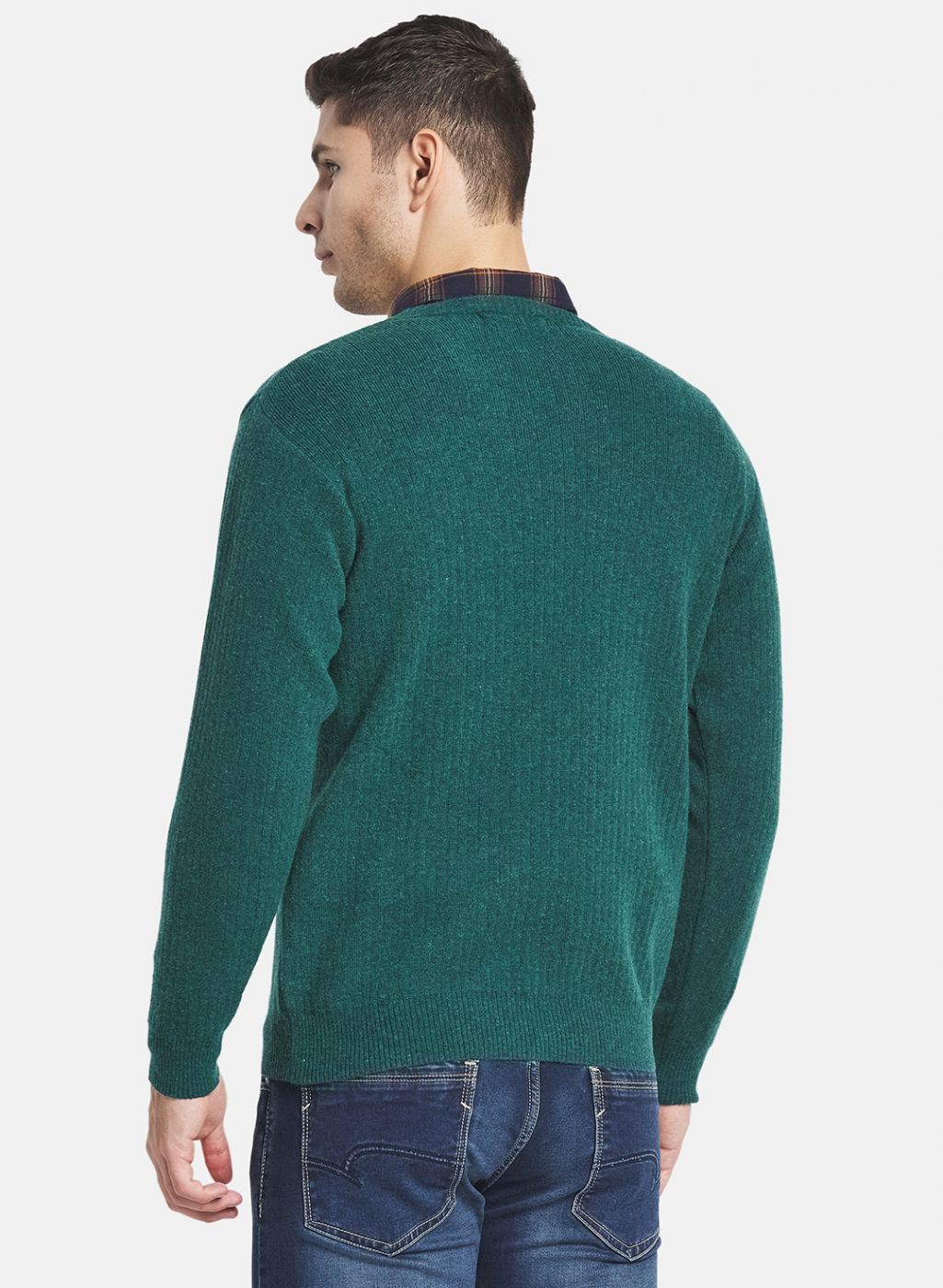 Men Green Solid Pullover