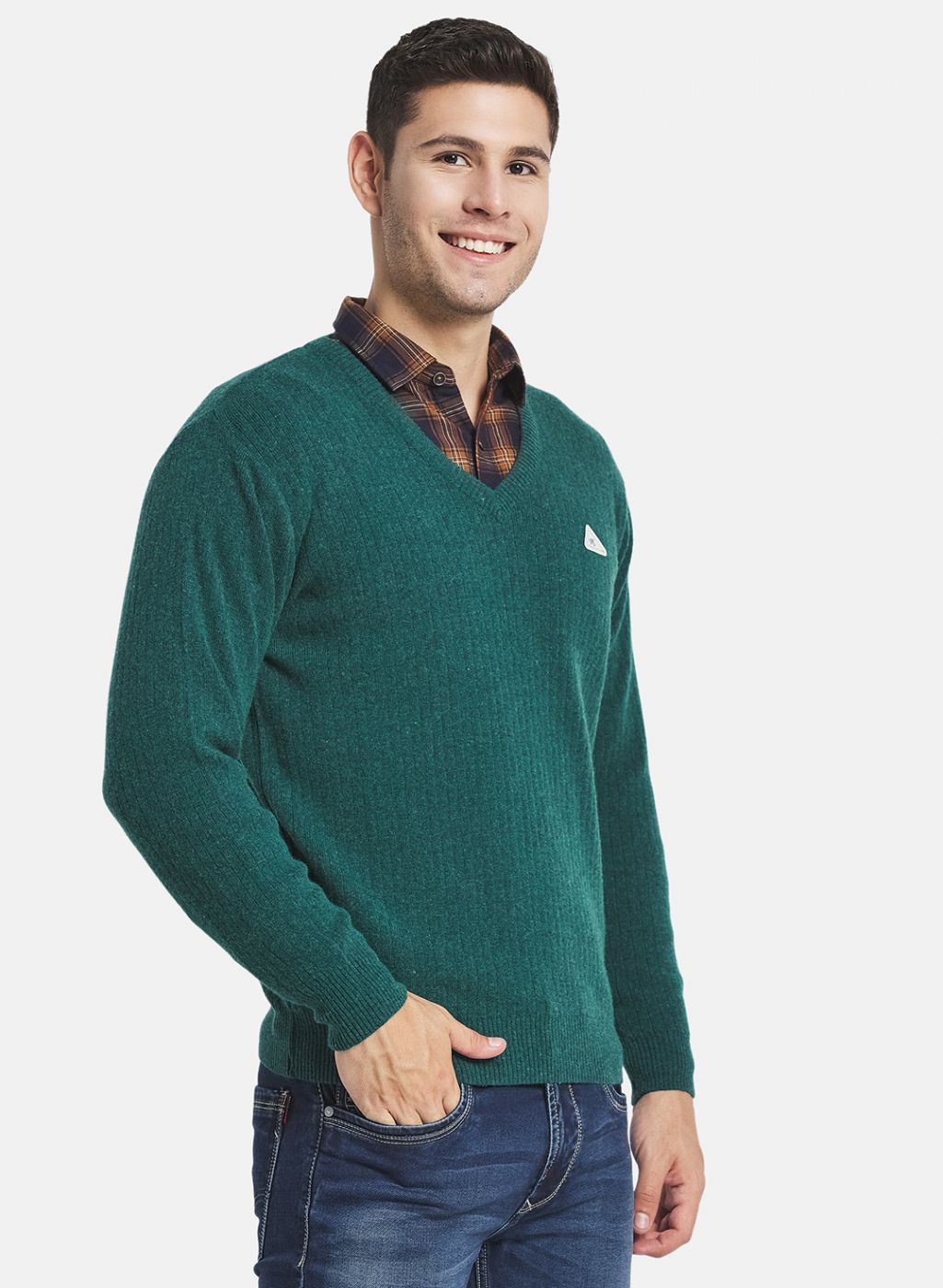 Men Green Solid Pullover