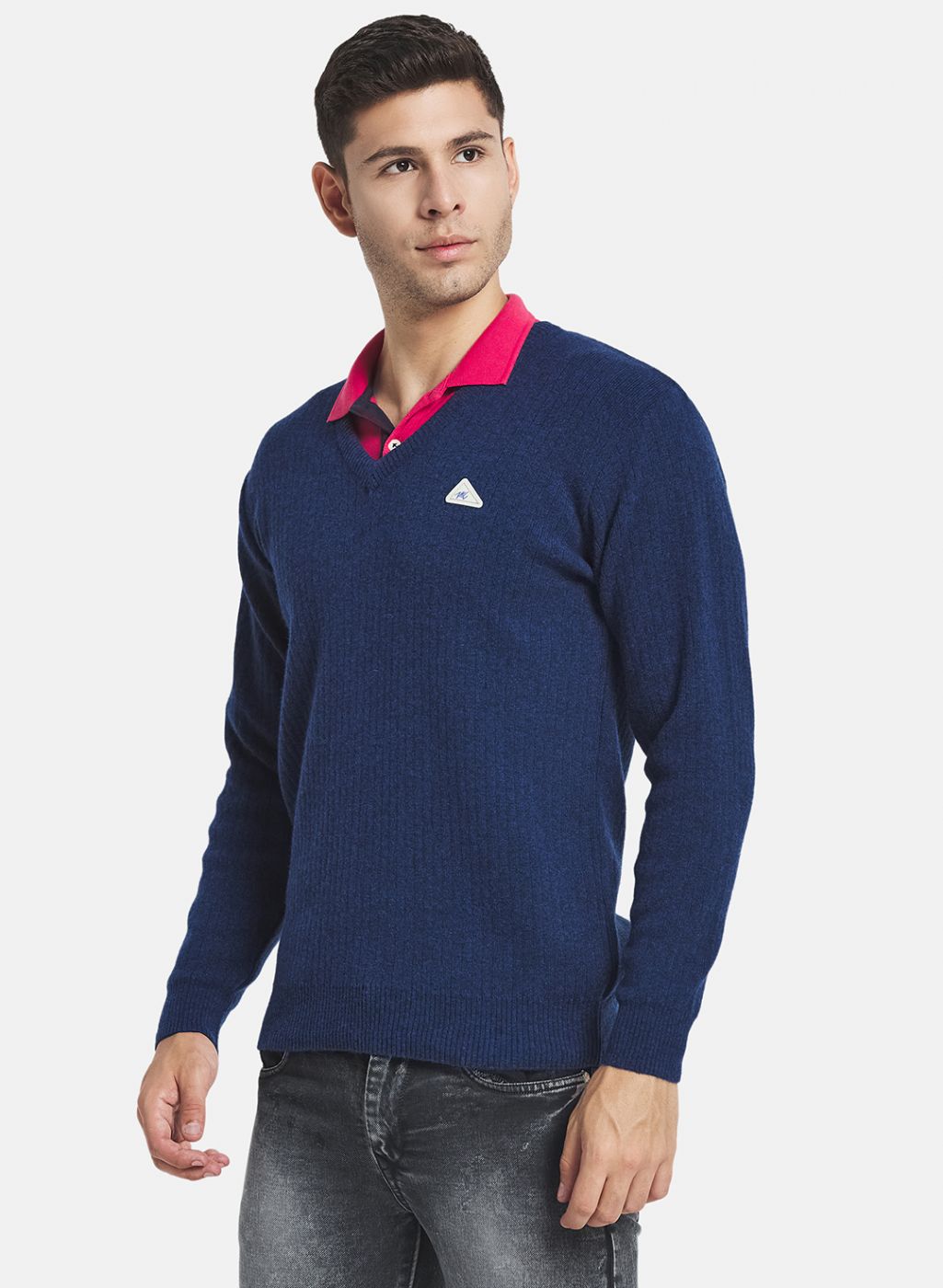 Men Blue Solid Pullover