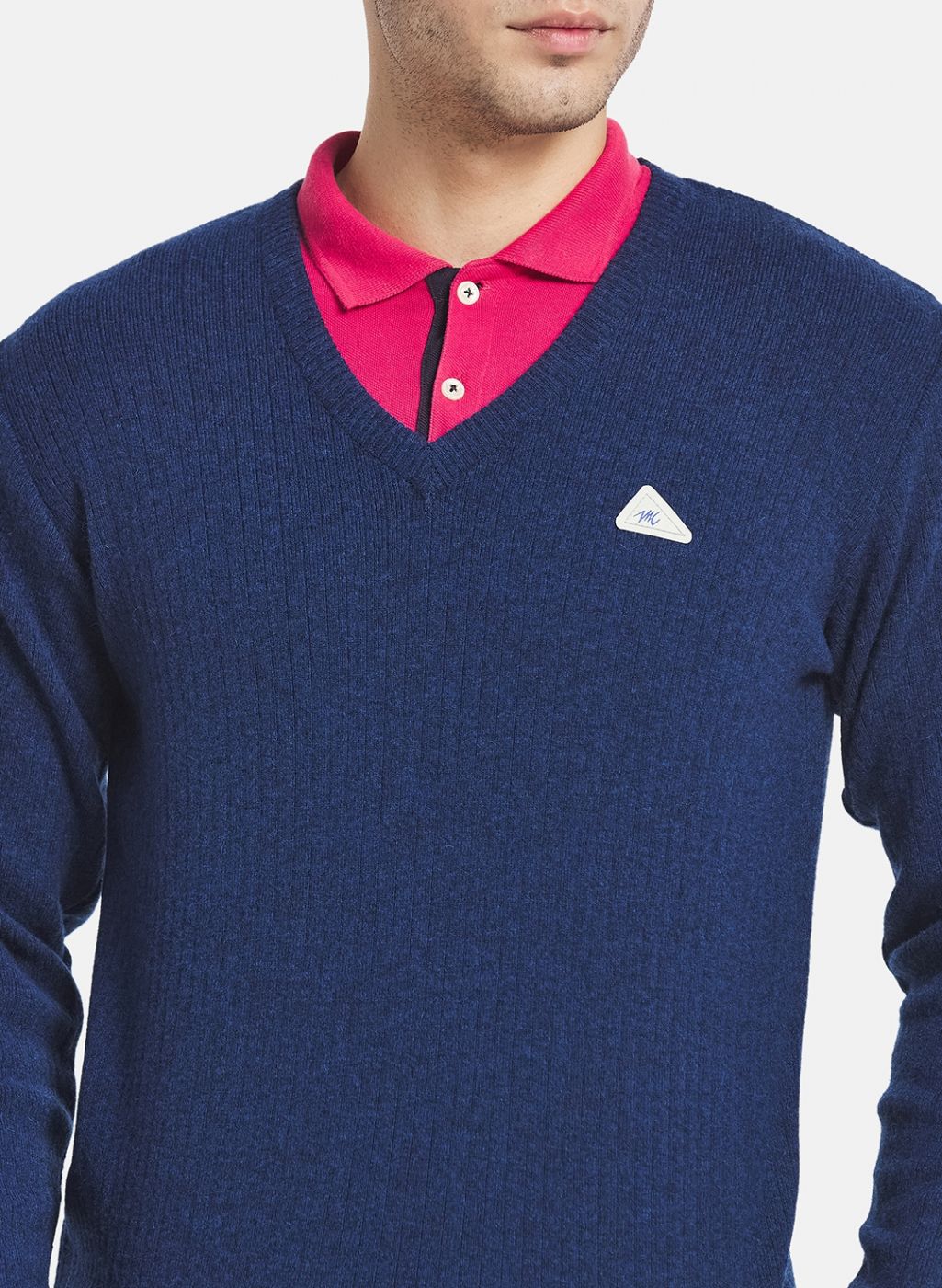 Men Blue Solid Pullover