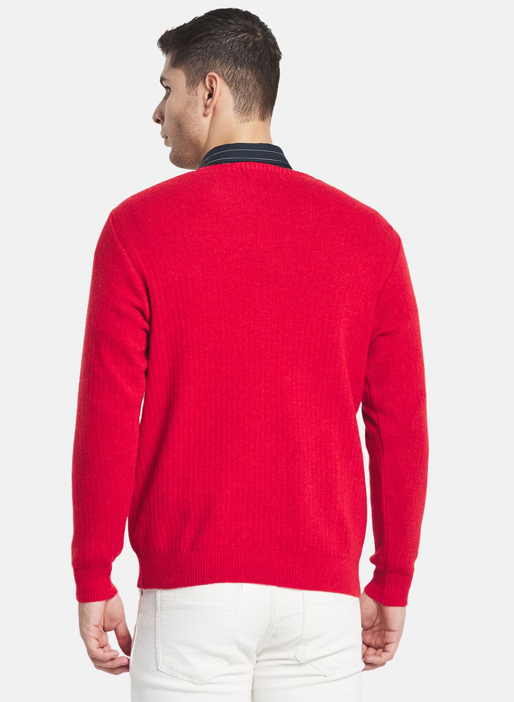 Men Red Solid Pullover