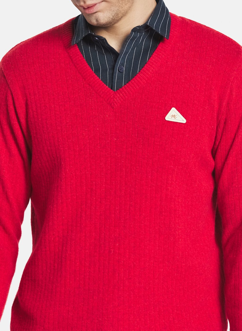 Men Red Solid Pullover