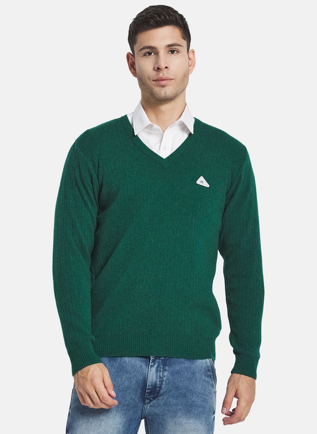 Men Green Solid Pullover