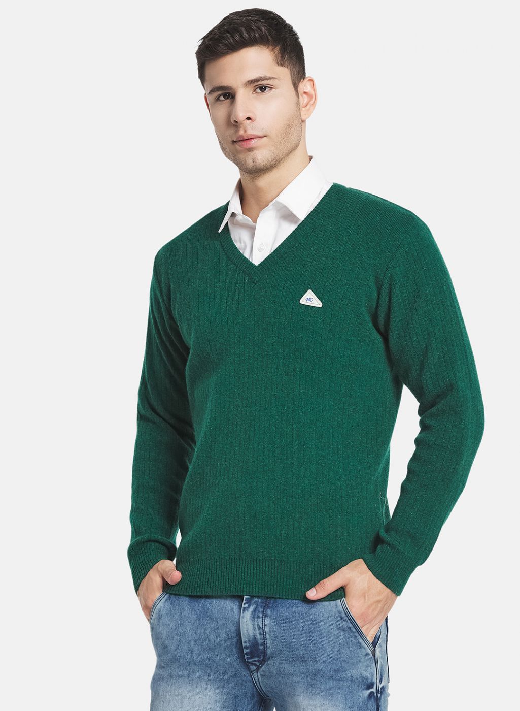 Men Green Solid Pullover