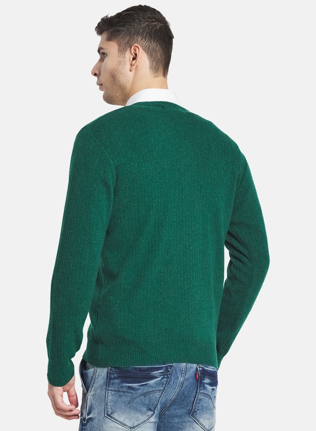 Men Green Solid Pullover