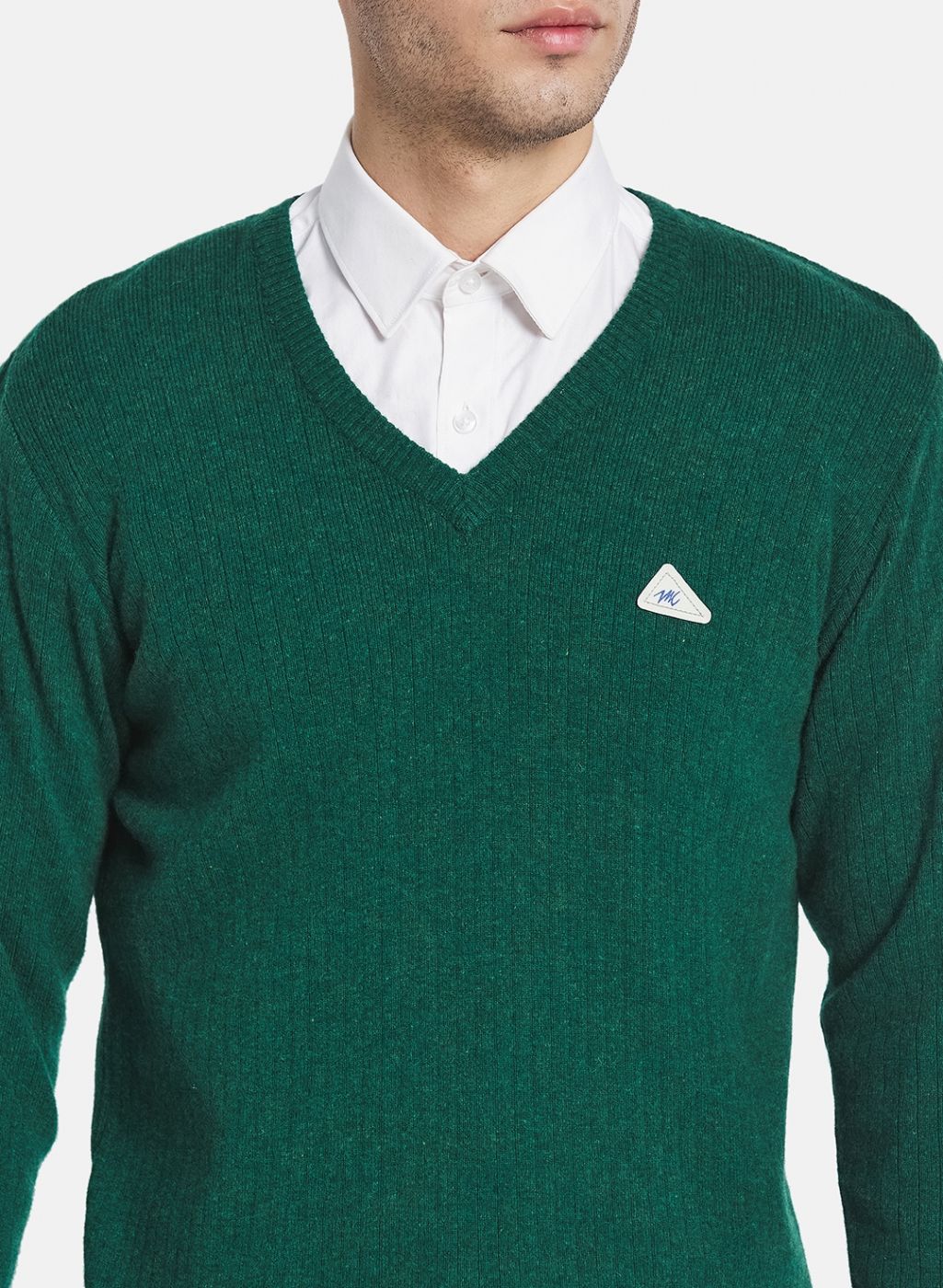 Men Green Solid Pullover