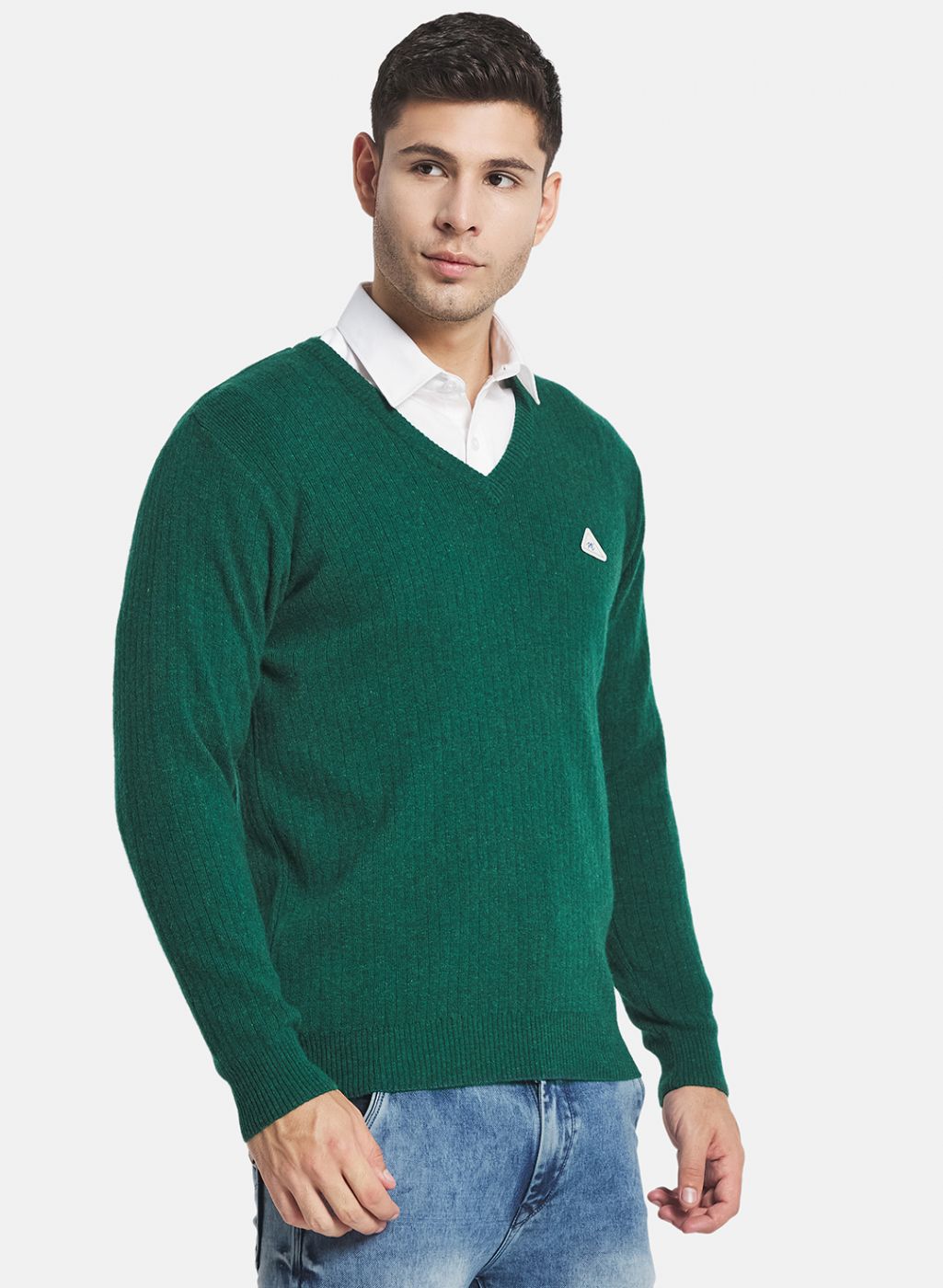 Men Green Solid Pullover