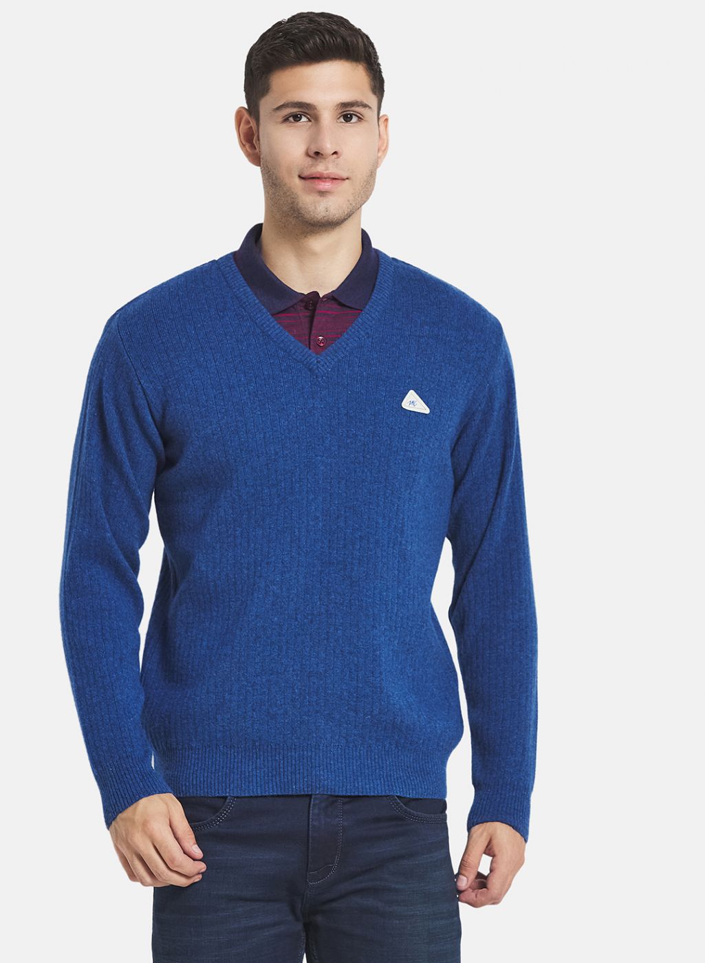 Men Blue Solid Pullover