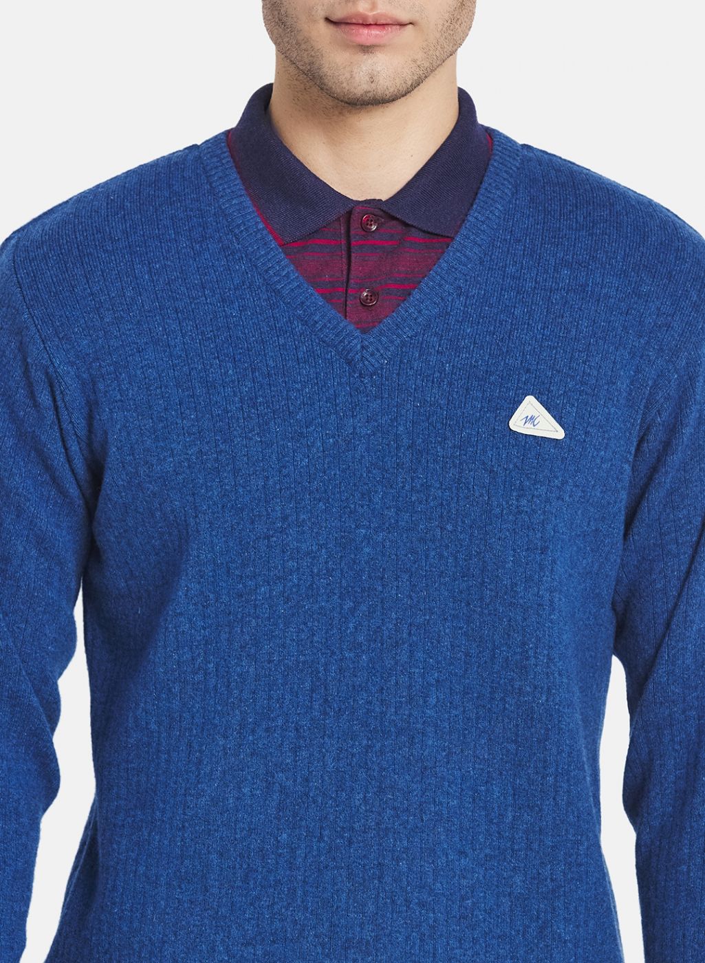 Men Blue Solid Pullover