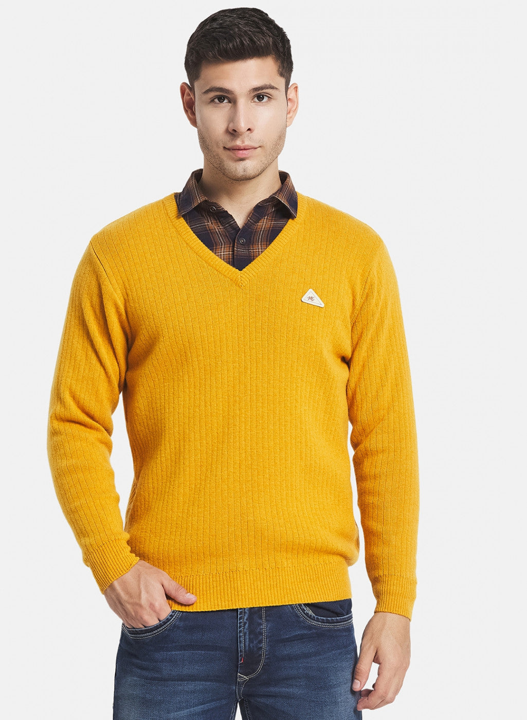 Men Yellow Solid Pullover