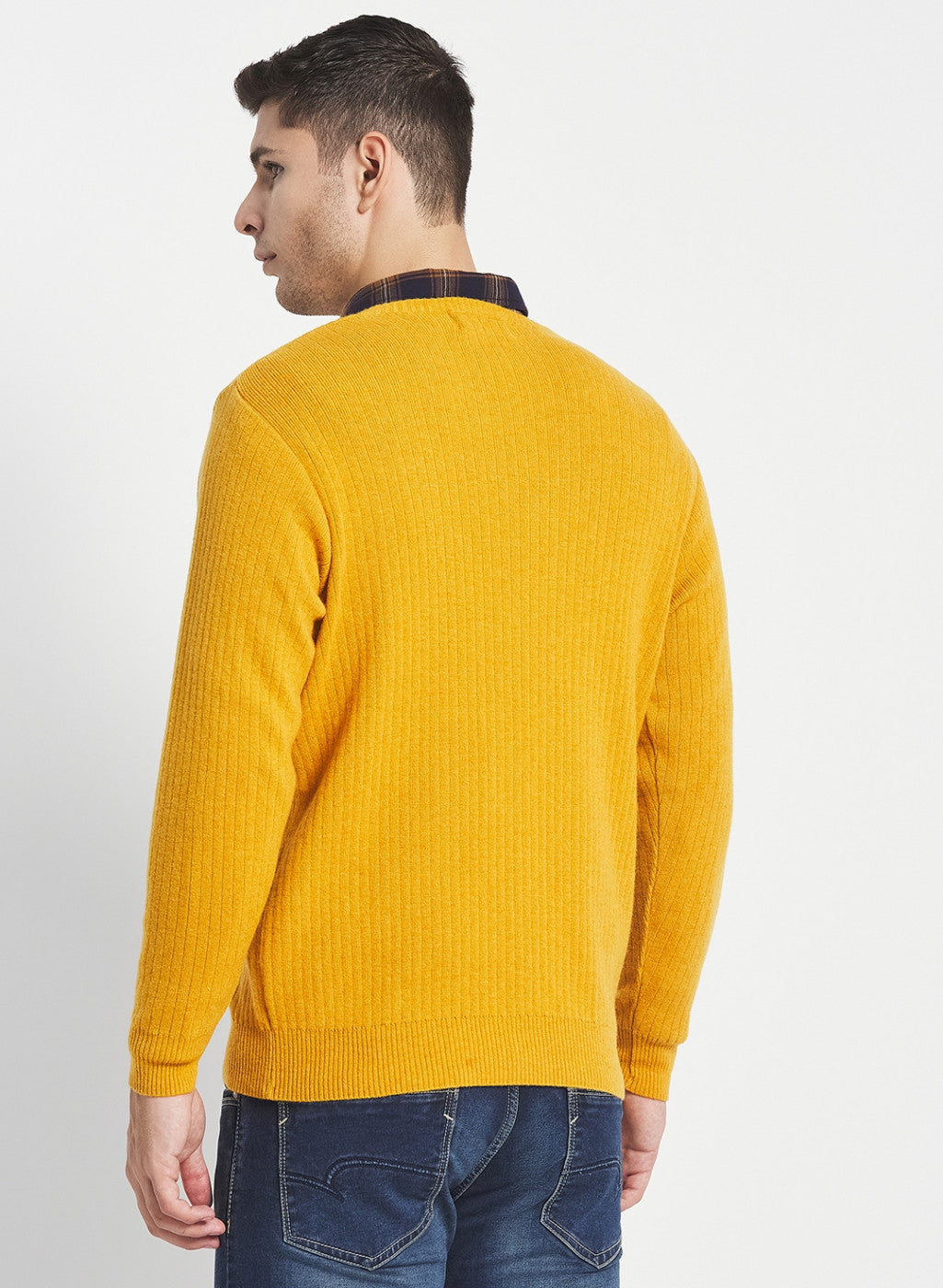 Men Yellow Solid Pullover