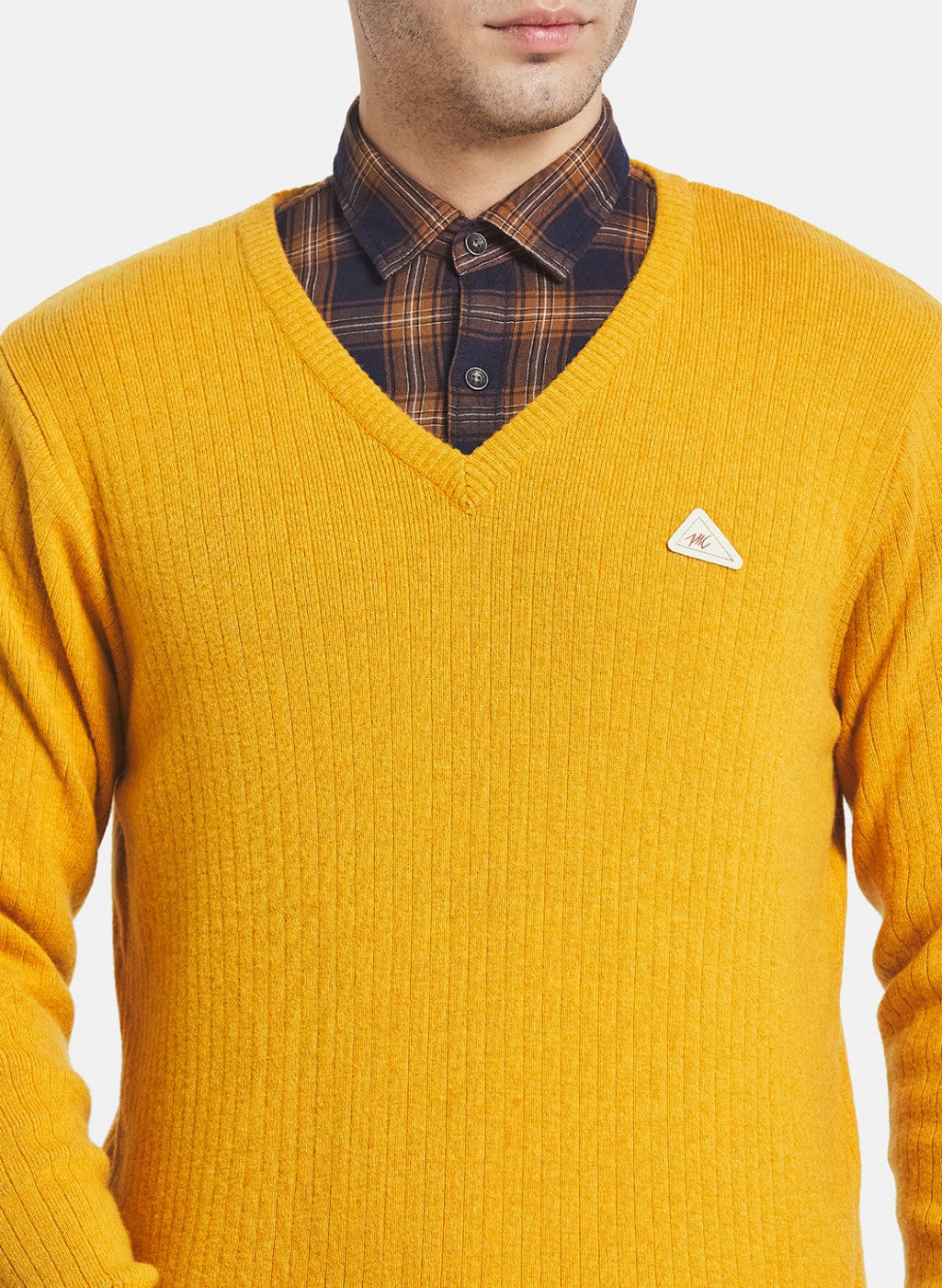 Men Yellow Solid Pullover