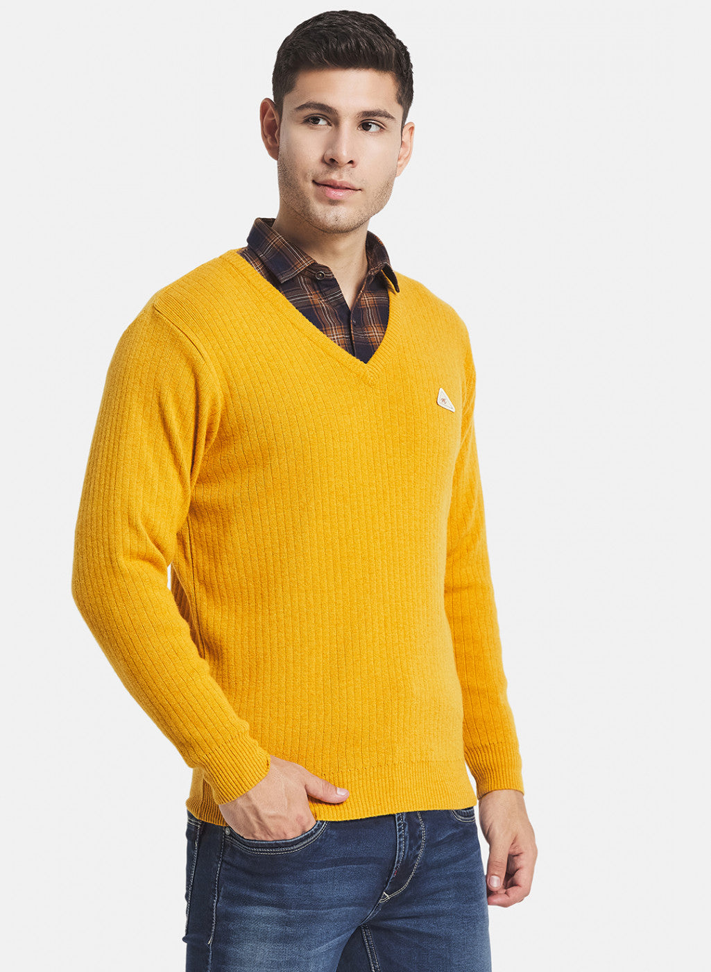 Men Yellow Solid Pullover