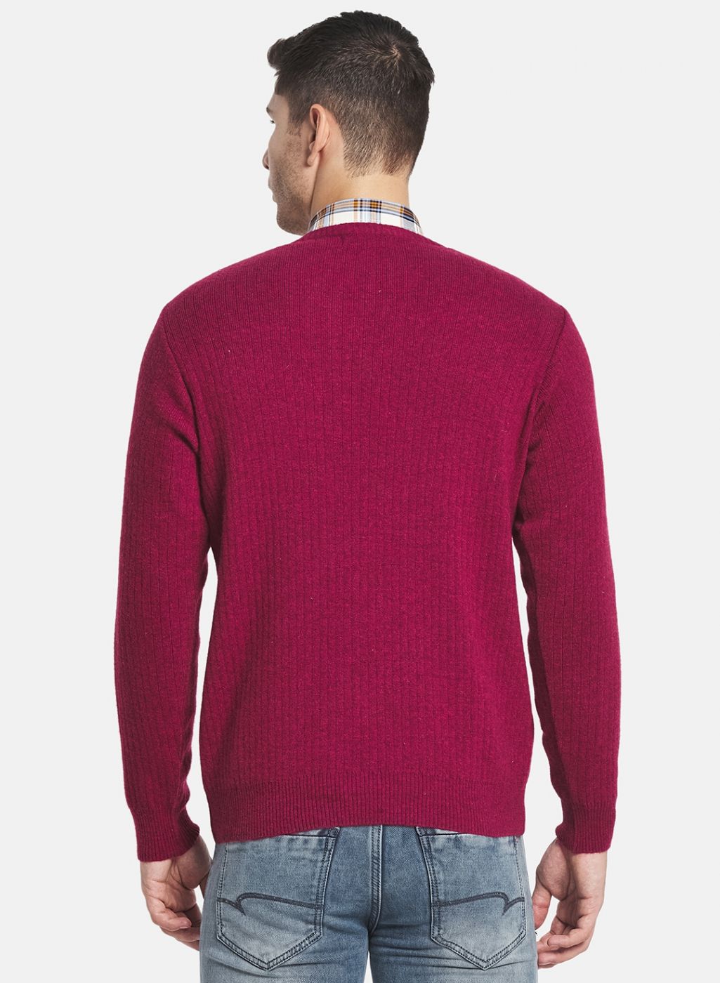 Men Red Solid Pullover