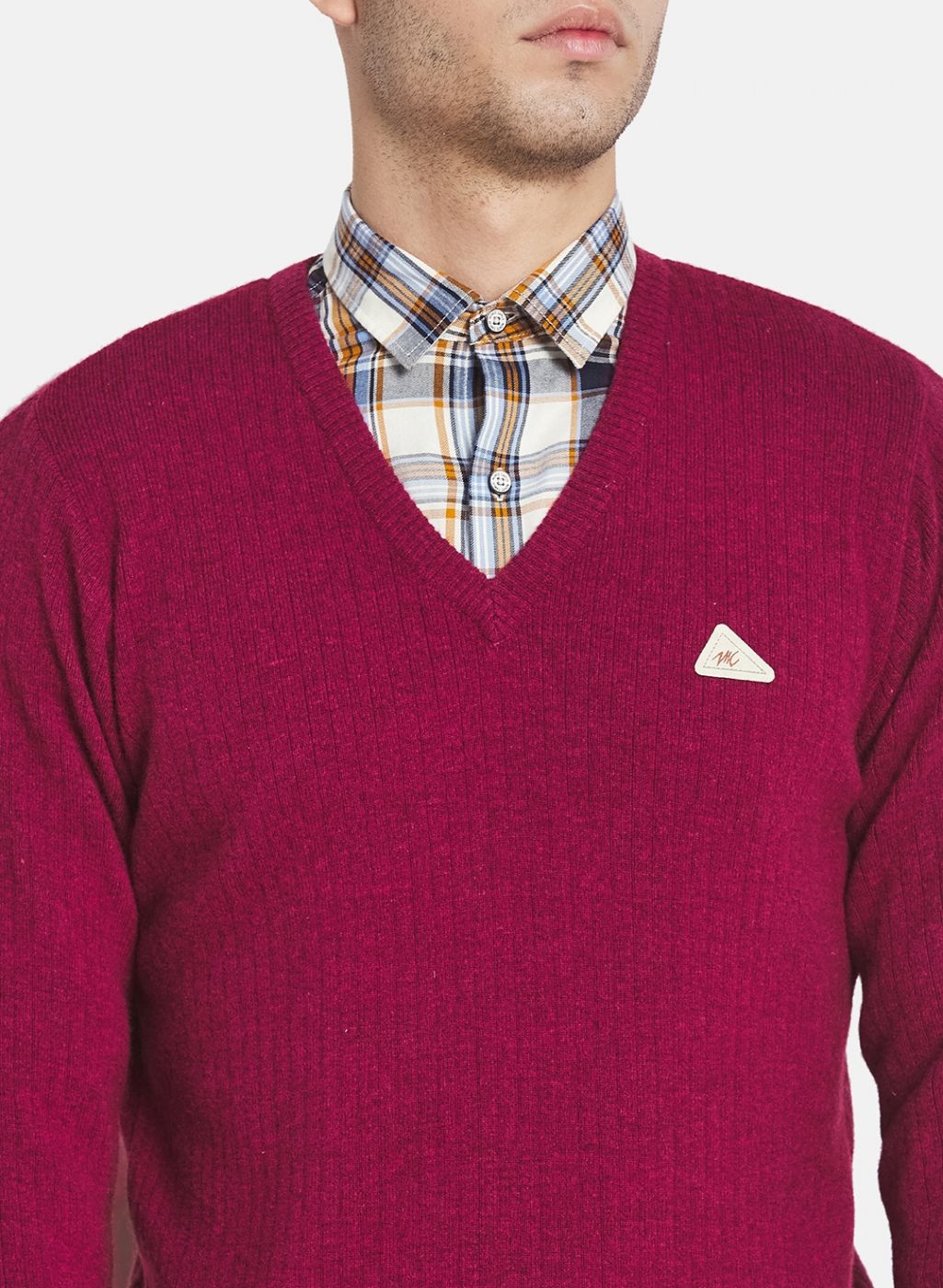 Men Red Solid Pullover