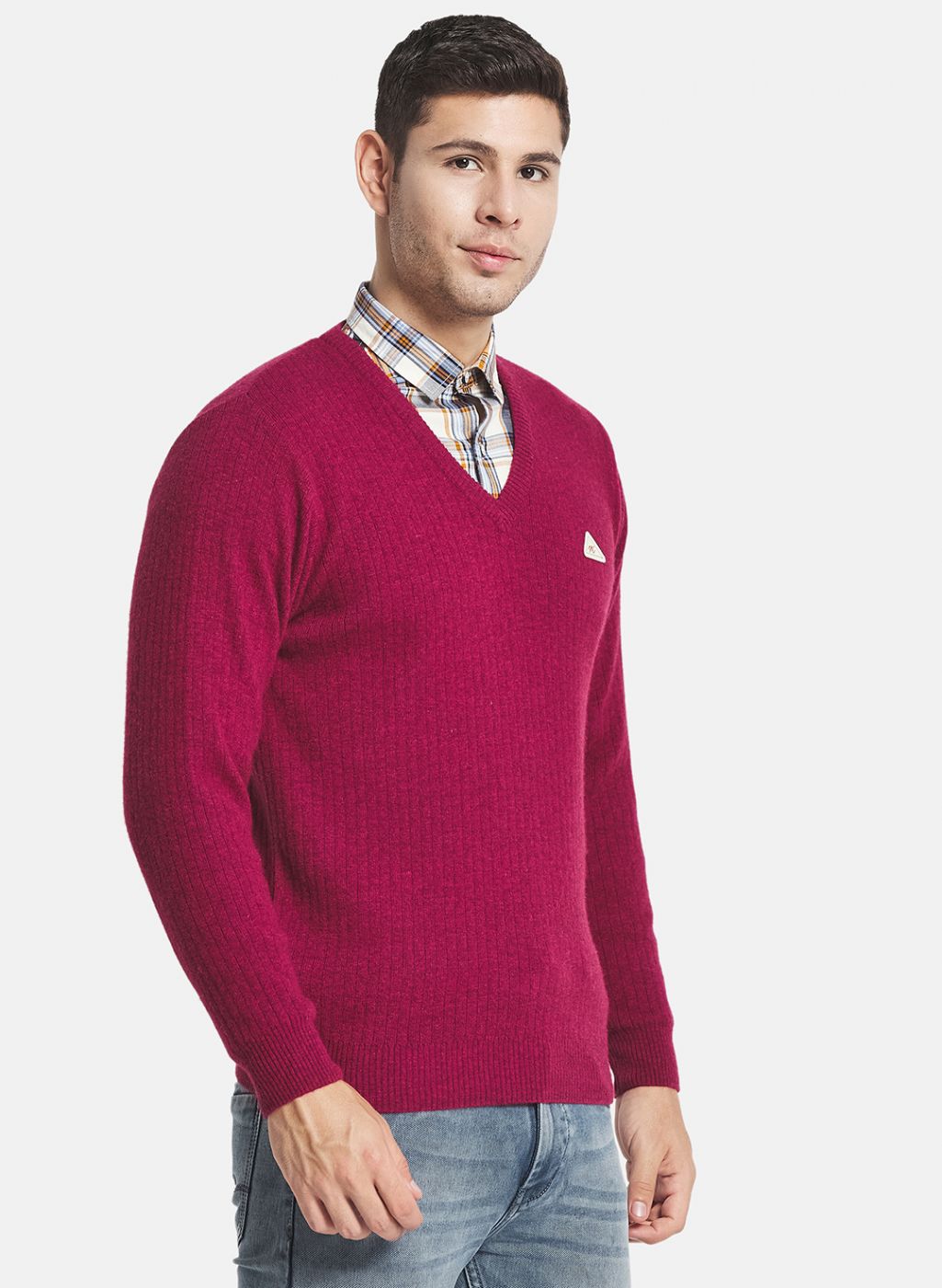 Men Red Solid Pullover