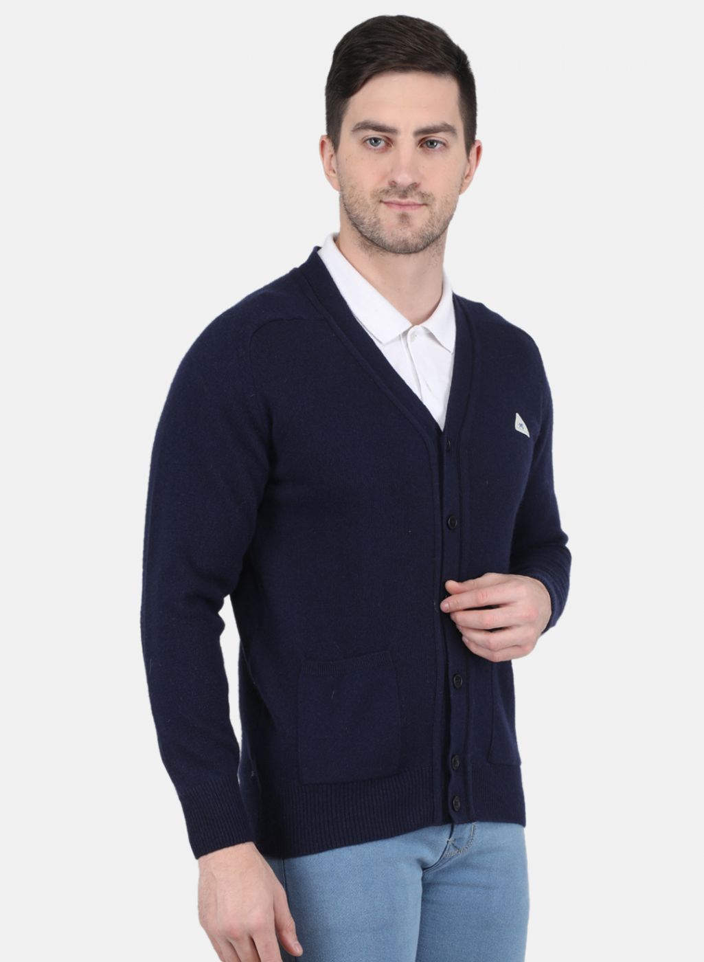 Men NAvy Blue Solid Cardigan