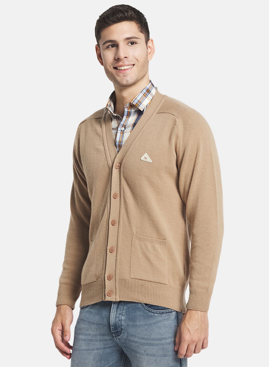 Men Brown Solid Cardigan