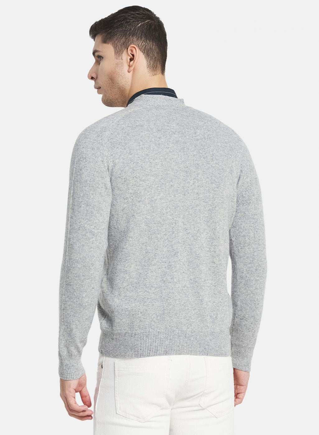 Men Grey Solid Cardigan