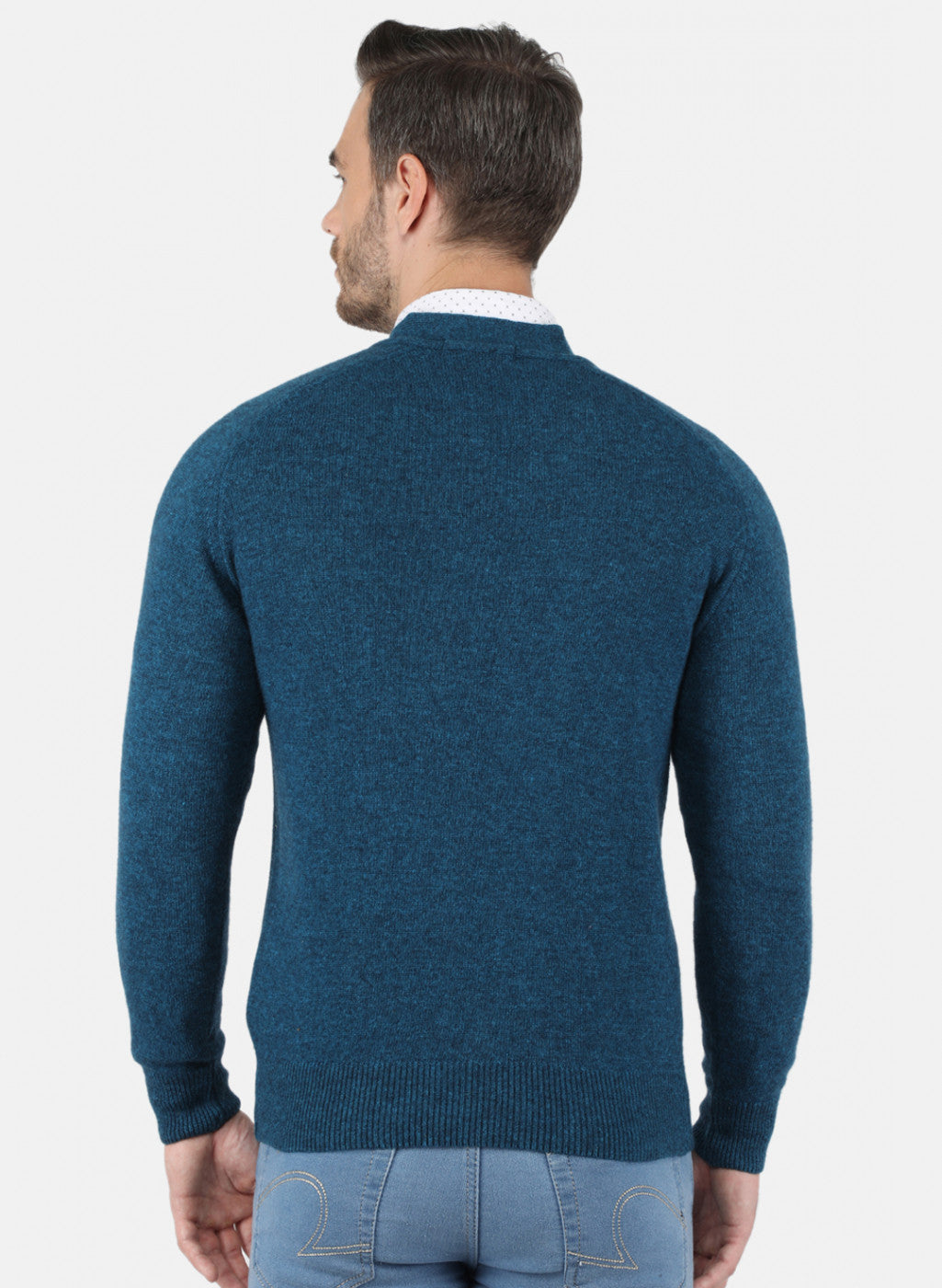 Men Blue Solid Cardigan