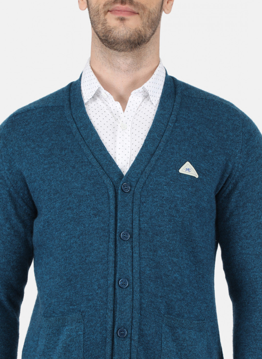 Men Blue Solid Cardigan