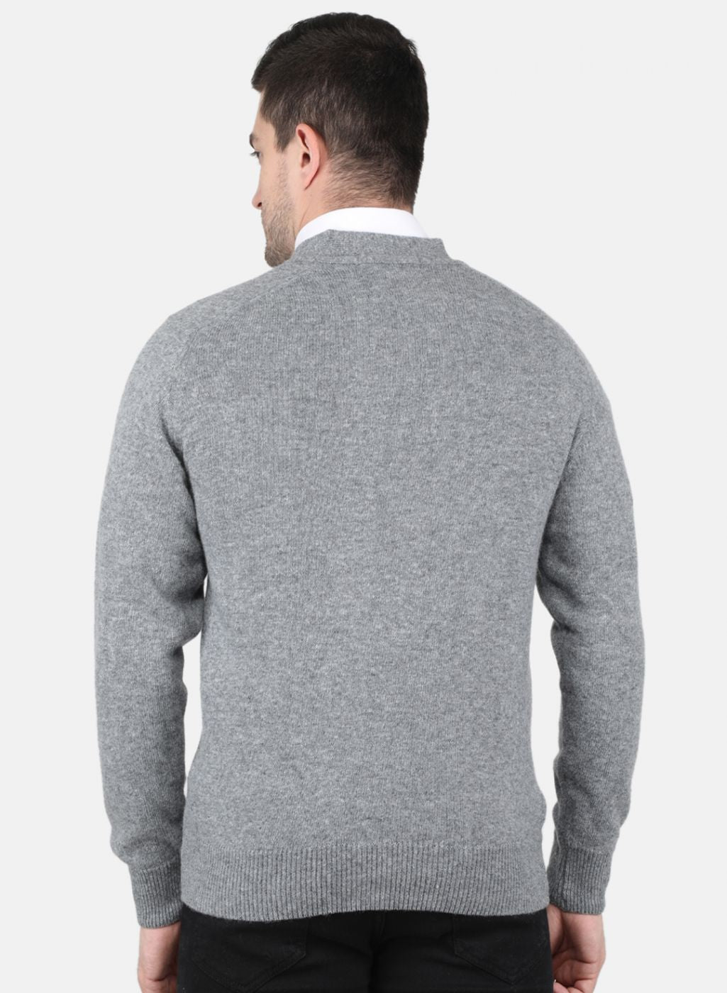 Men Grey Solid Cardigan