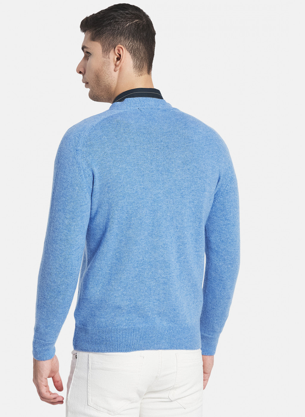 Men Blue Solid Cardigan