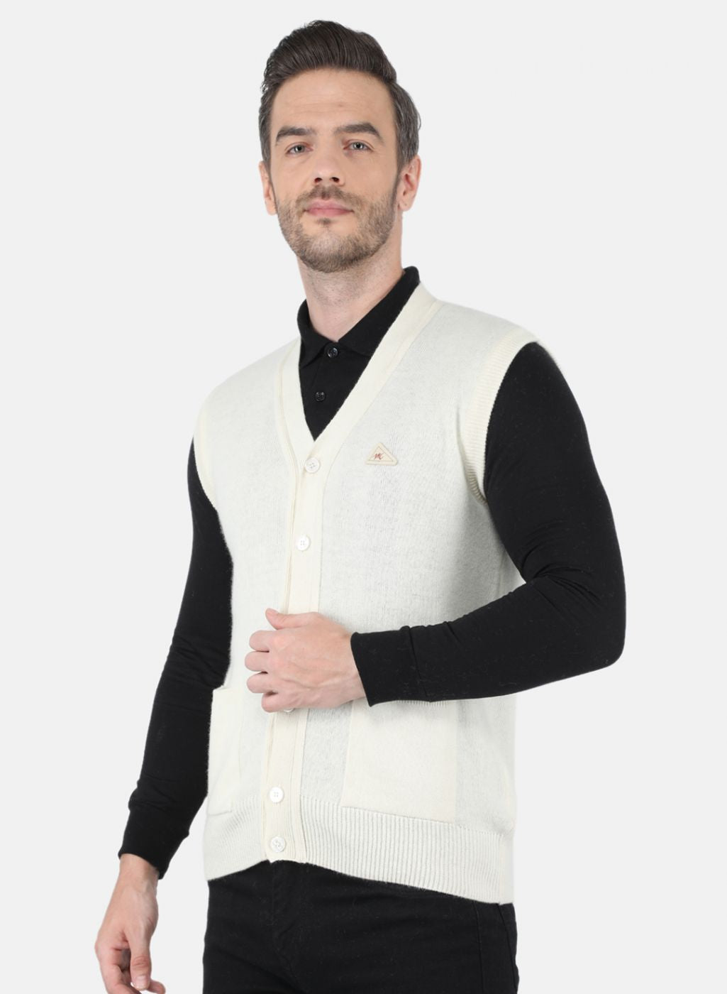 Men White Solid Cardigan