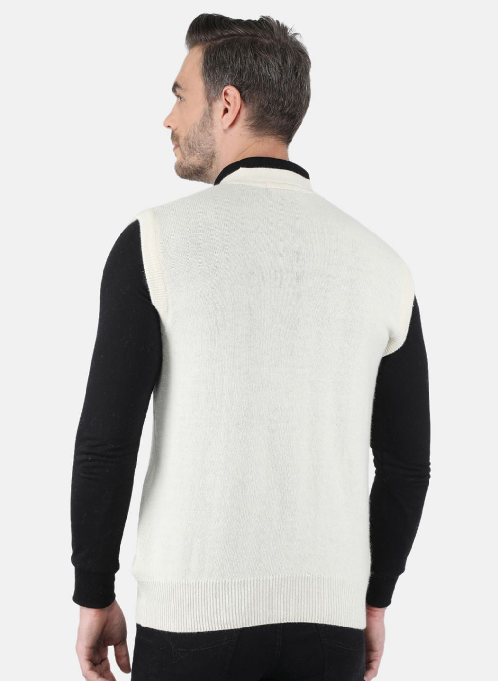 Men White Solid Cardigan