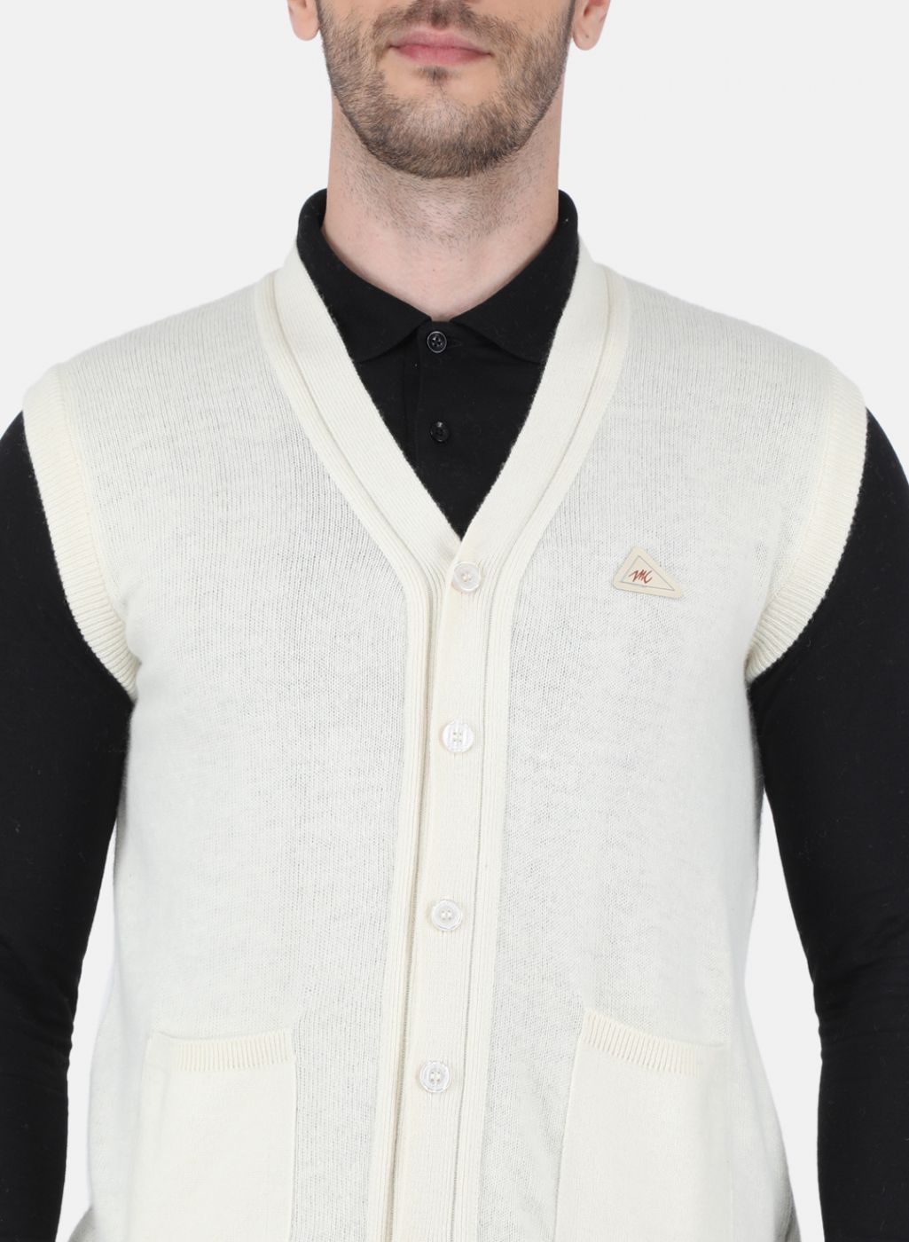 Men White Solid Cardigan