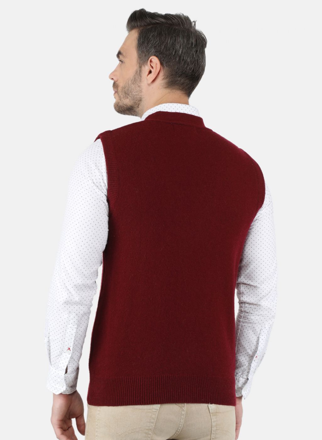 Men Maroon Solid Cardigan