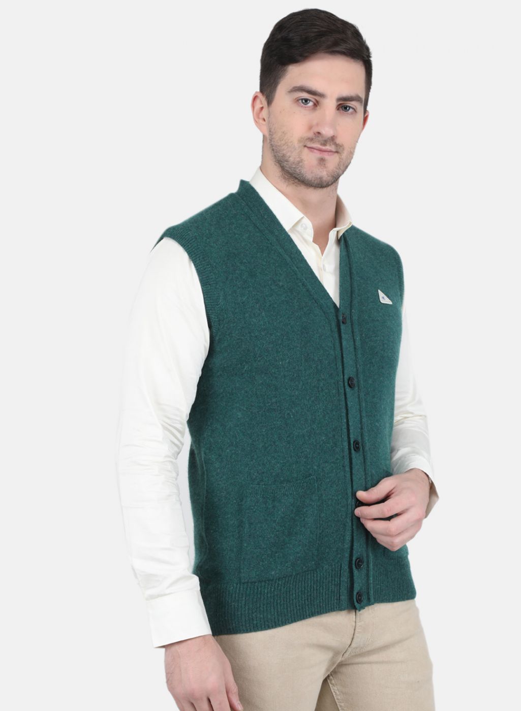 Men Green Solid Cardigan