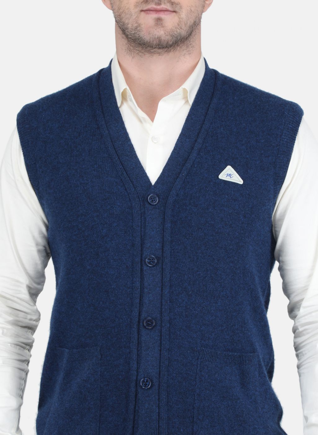 Men Blue Solid Cardigan